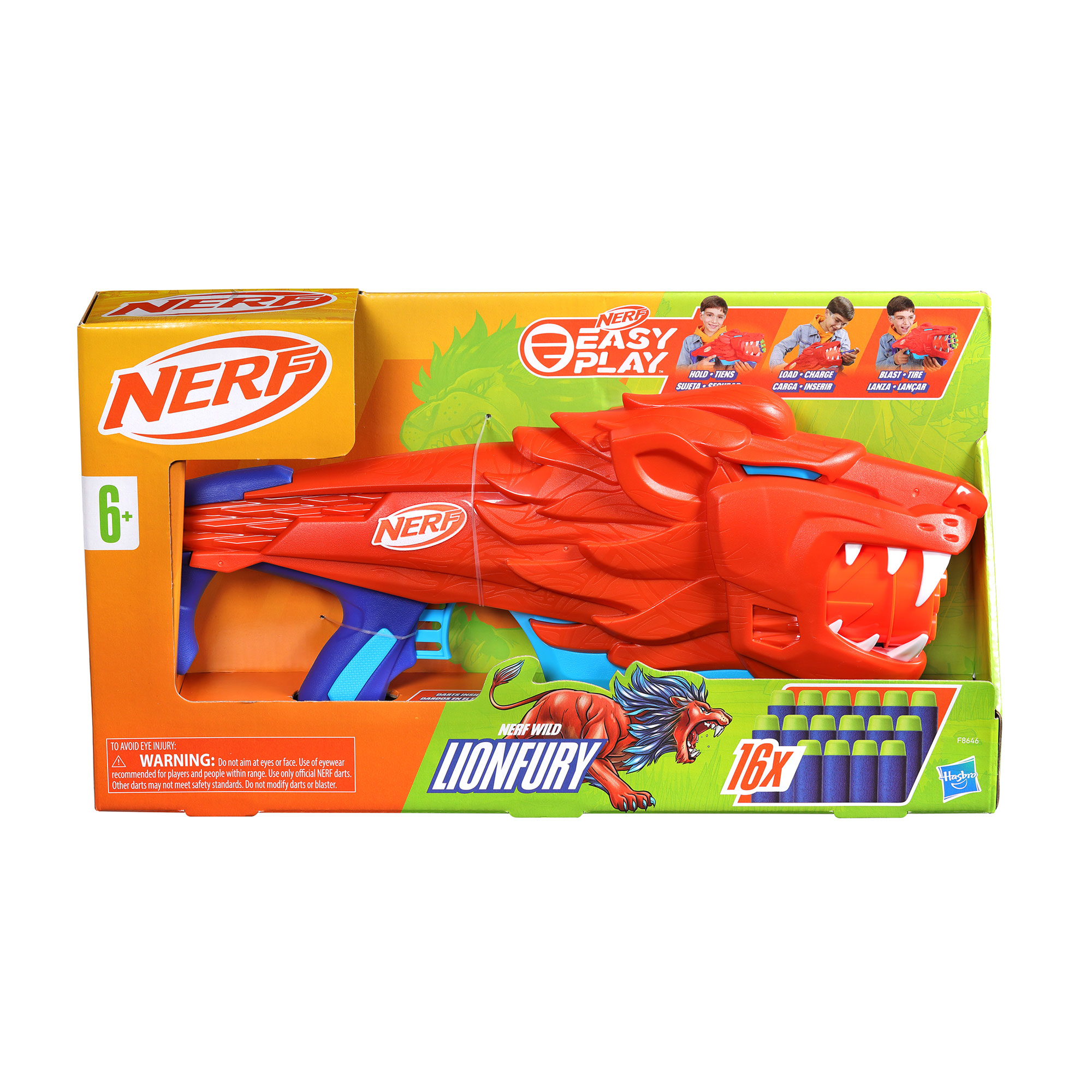Іграшковий бластер Nerf Elite Junior Wild Lionfury, 8*46*25 см, від 6 років, 16 стріл (F8646)
